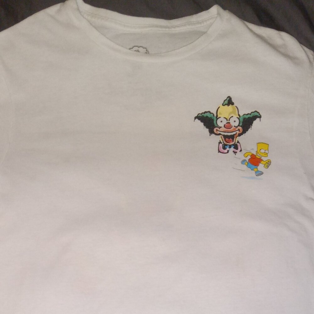 The Simpson's Men's Medium Bart Simpson spray painting Krusty the Clown tee
